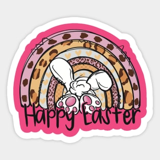 Happy Easter Bunny Rainbow Cheetah Pattern Design Sticker